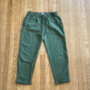 J. Crew Olive Green Linen-cotton blend drawstring pant